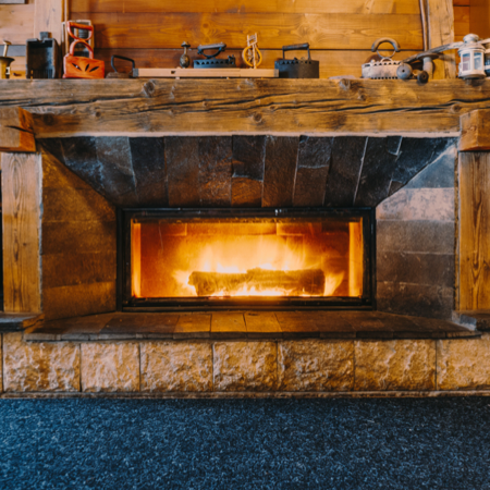 Fireplace in a cabin